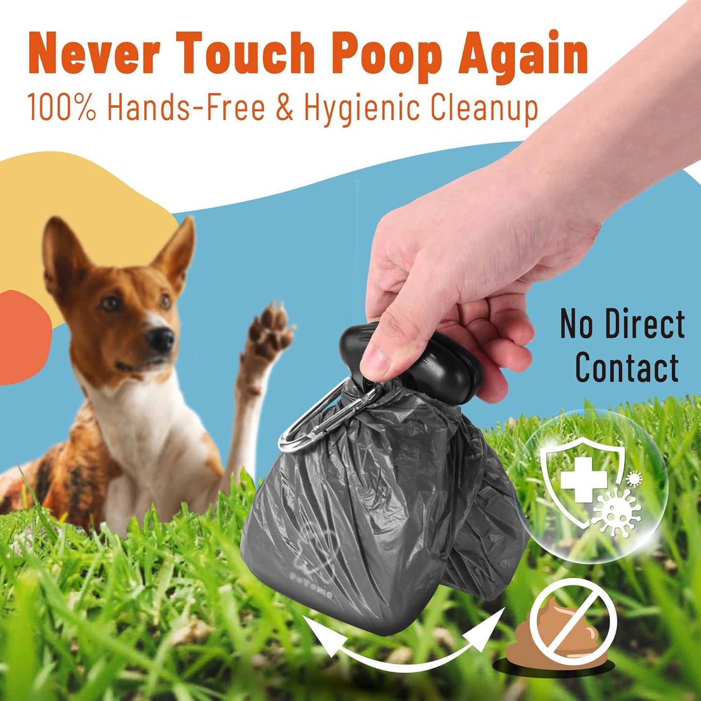 Dog Pooper Scooper – Hands-Free Poop Scooper with Bag Attachment, One-Handed Operation & Built-In Dispenser – Portable Clip-On Pooper Scooper for Small & Medium Dogs (Gray)