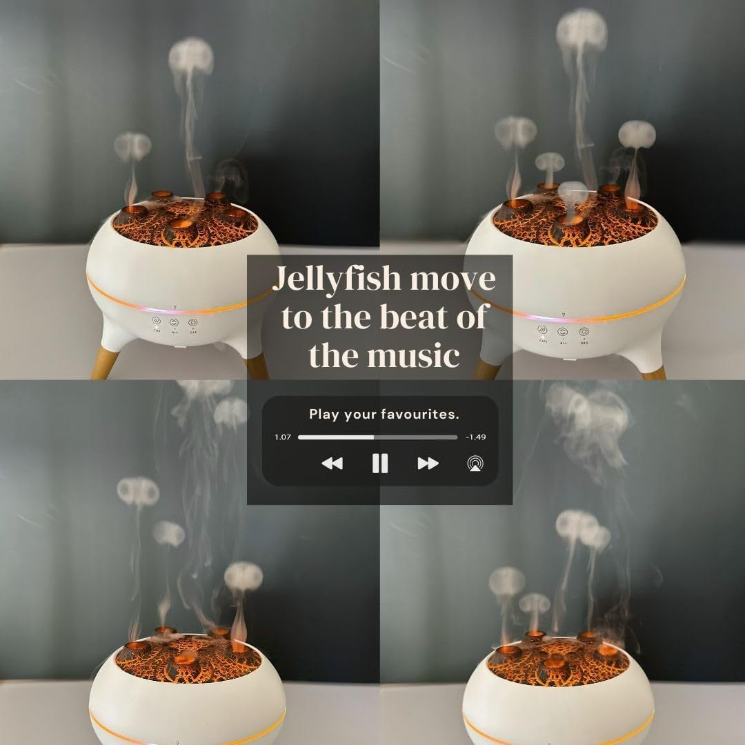 Essential Oil Diffuser by  – Dancing Jellyfish Aromatherapy Diffuser with 7 LED Lights, 2 Mist Modes, Remote Control and Auto-Off Timer for Bedroom, Office, & Home Décor, Humidifier