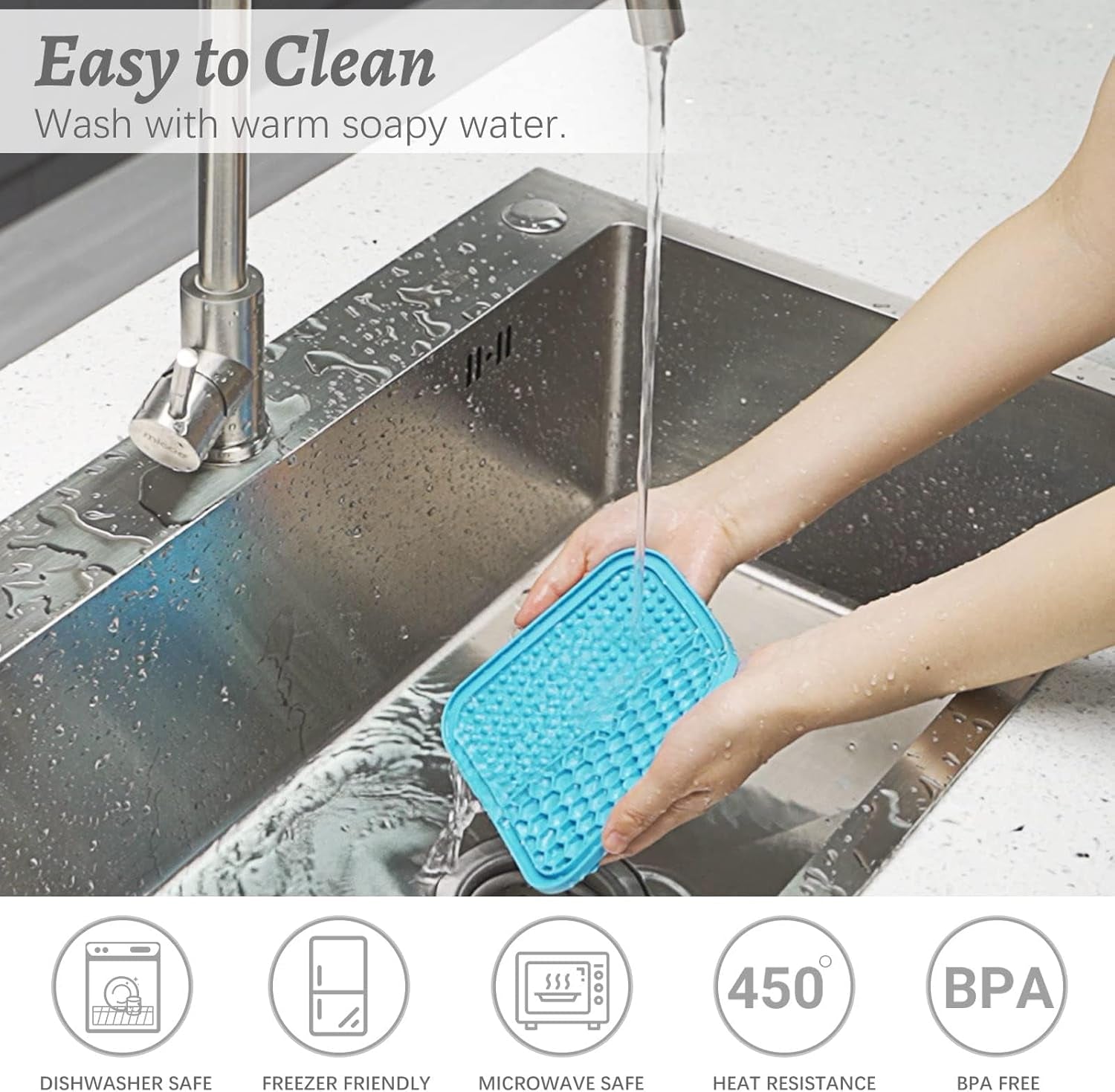 2PCS Small Lick Mat for Dogs and Cats, Licking Mats for Dog Anxiety Relief, Cat Peanut Butter Lick Pad for Boredom Reducer, Dog Treat Mat Perfect for Bathing Grooming Blue&Green